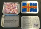 Karameller i plåtask Ålands flagga