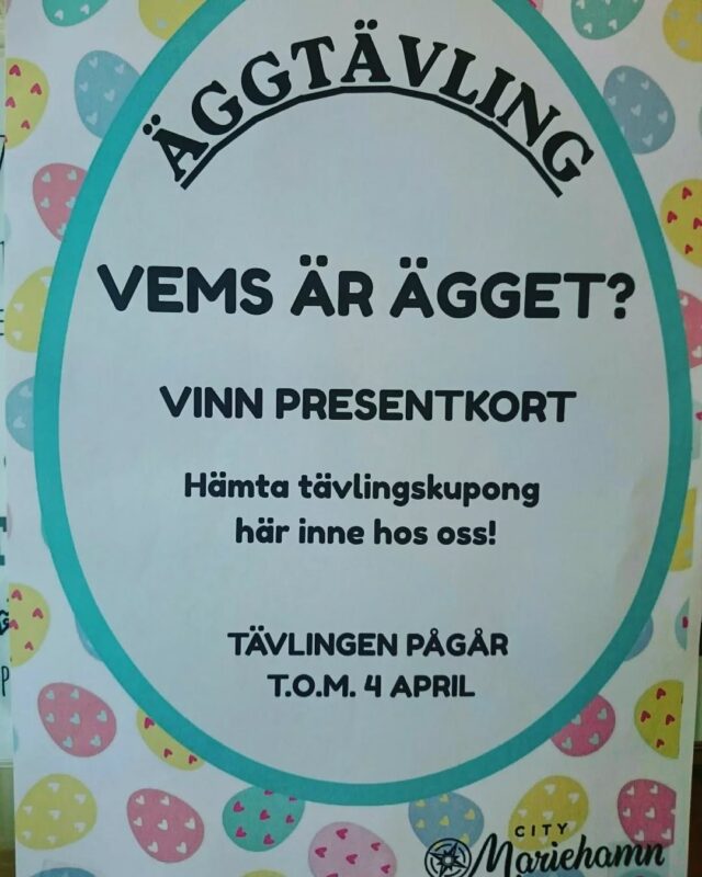 Välkommen in till oss och leta ägg och delta i tävlingen som pågår just nu i stan! Och passa även på att titta runt och låt dig frestas av påskpynt, påskgodis och kanske en ny bok till helgen.