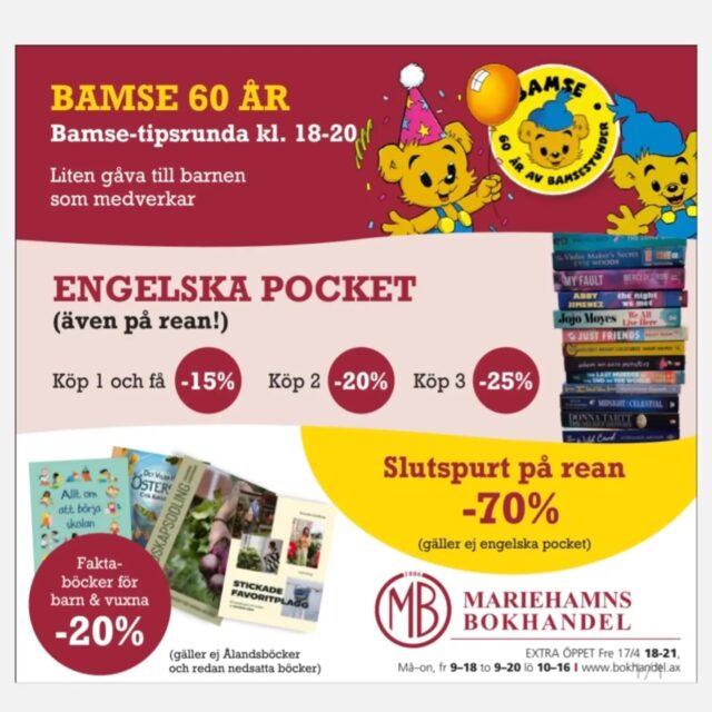 I morgon är det Open by night "spring edition" och vi har öppet till 21.00 med fina erbjudanden och tipsrunda för barn mellan 18.00 och 20.00, varmt välkomna❣️