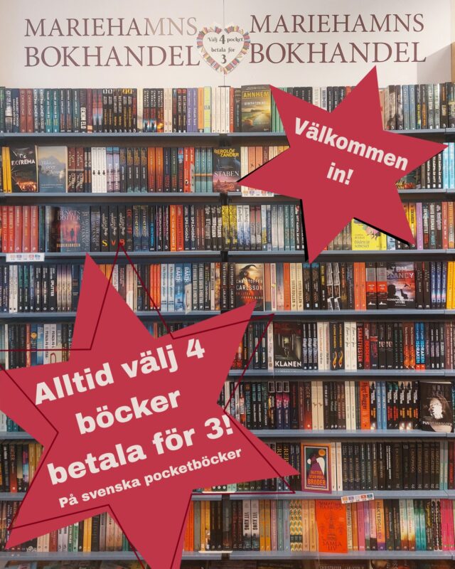 Vad är bättre på sommaren än pocketböcker? Ingenting, tycker vi! 
Idag har vi fått in en rejäl påfyllning av våra pocketböcker, och som vanligt har vi 4 för 3 på alla svenska pocket! Om du har svårt att välja kan du alltid kolla på topplistan eller fråga om råd, vi hjälper gärna till!☀️🤩