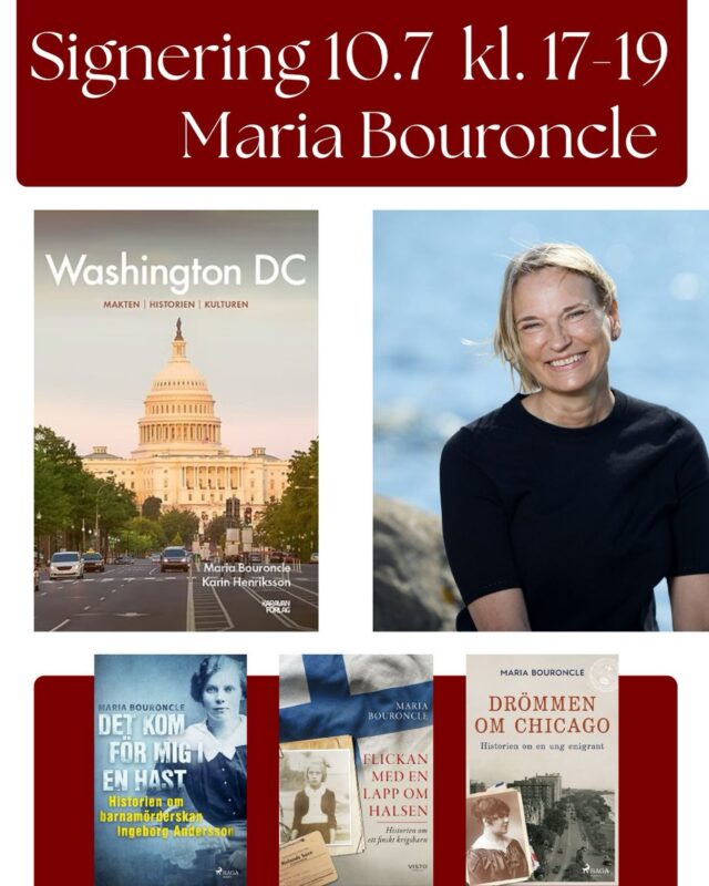 På fredag mellan 17-19 kommer Maria Bouroncle hit för att signera och prata om sina böcker, det är vi så glada för! 
Missa inte tillfället att få höra om hennes senaste bok ”Washington DC: makten, historien, kulturen” som hon skrivit med Karin Henriksson. Varmt välkomna! 🌼